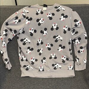 Disney Mickey Mouse Patterned Crewneck Sweater - Gray